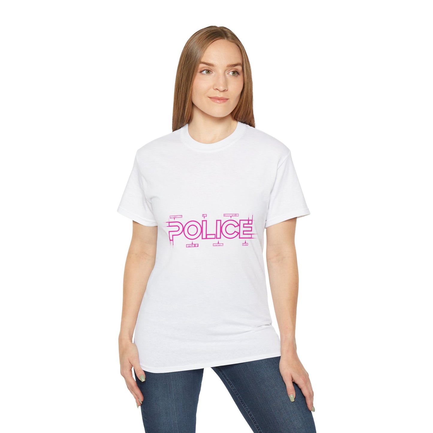 P.O.L.I.C.E. Professional Officer of Law Improving Communities on Earth Message Tee – Vibrant & Bold Statement Shirt for Law Enforcement Supporters & Officers