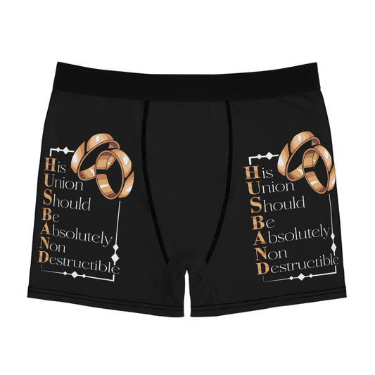 H.U.S.B.A.N.D. Boxer Briefs - Fun Wedding Gift, Anniversary Underwear, Novelty Male Loungewear, Unique Groom Present, His Union is Non Destructible