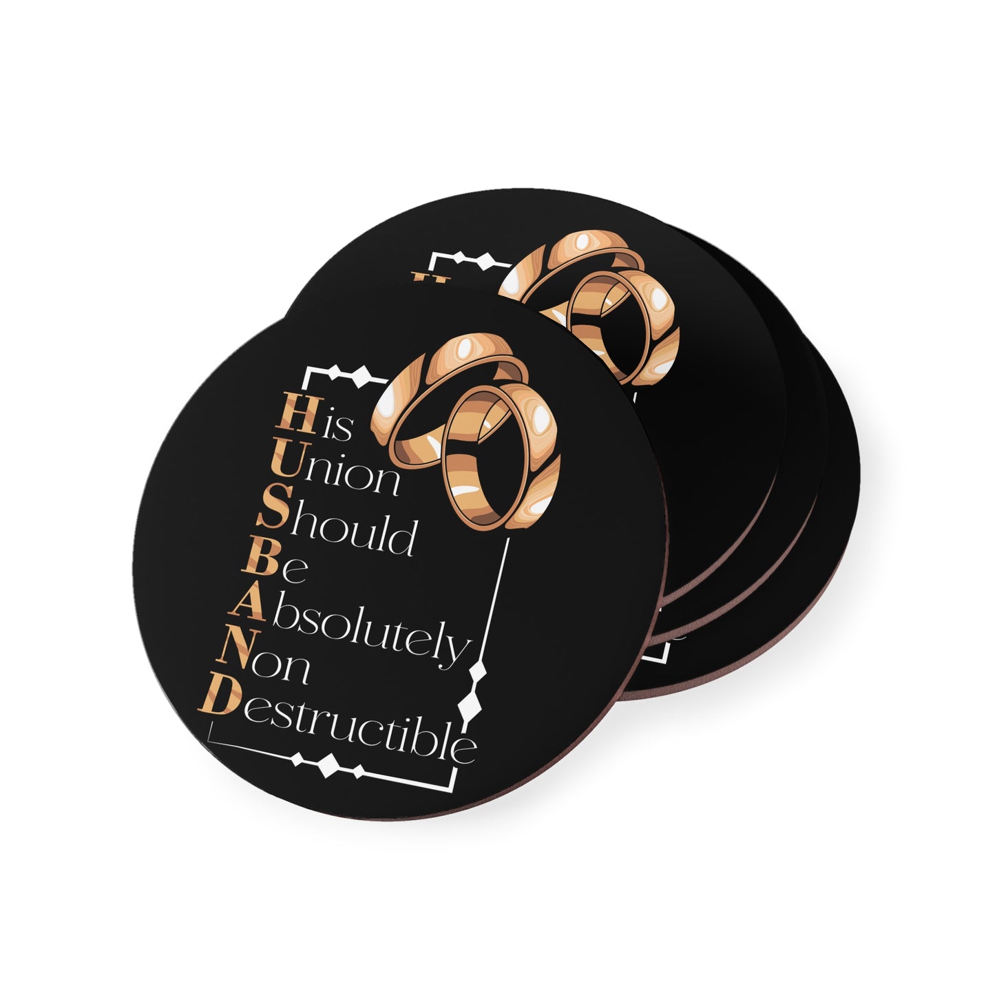 Husband Wedding Rings Coaster — 'His Union Should Be Absolutely Non Destructible' Drink Coaster