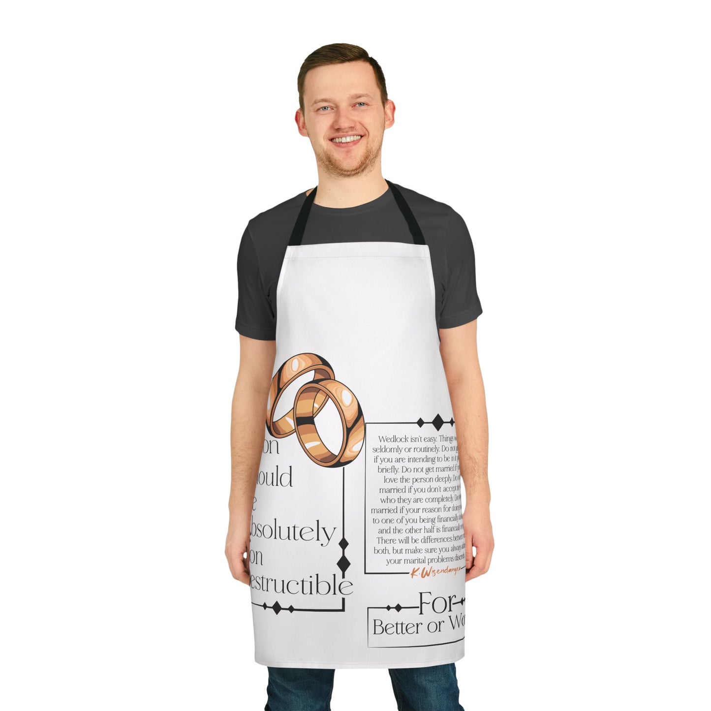 Premium Wedding Vows Apron — "His Union Should Be Absolutely Non Destructible" Decorative Cooking Apron