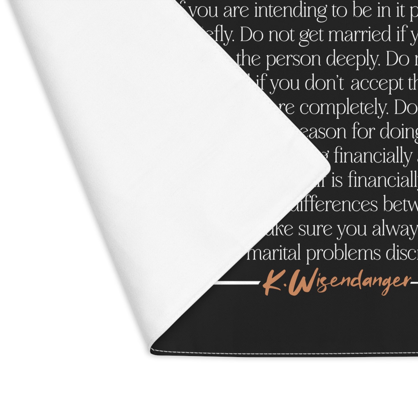 Wedding Vows Placemat — "His Union Should Be Absolutely Non-Destructible" Quote