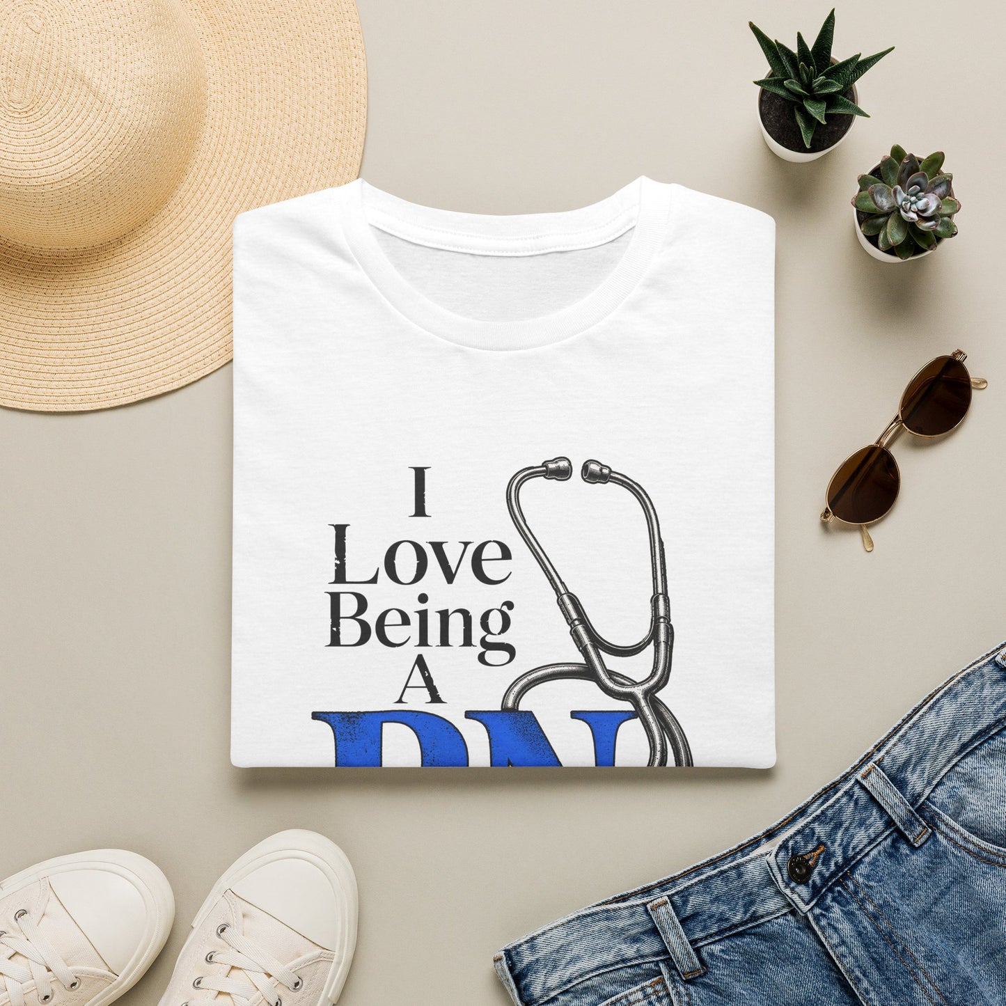 RN Stethoscope T‑Shirt — "I Love Being A RN" Real Nurturer Nurse Tee