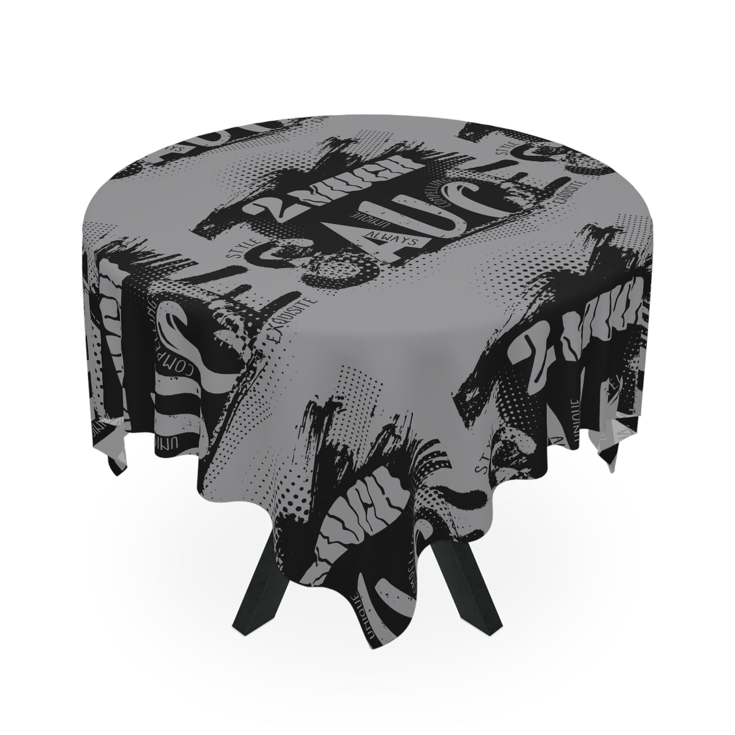Graffiti '2 Much Sauce' Black & Gray Tablecloth — Urban Street Art Table Cover