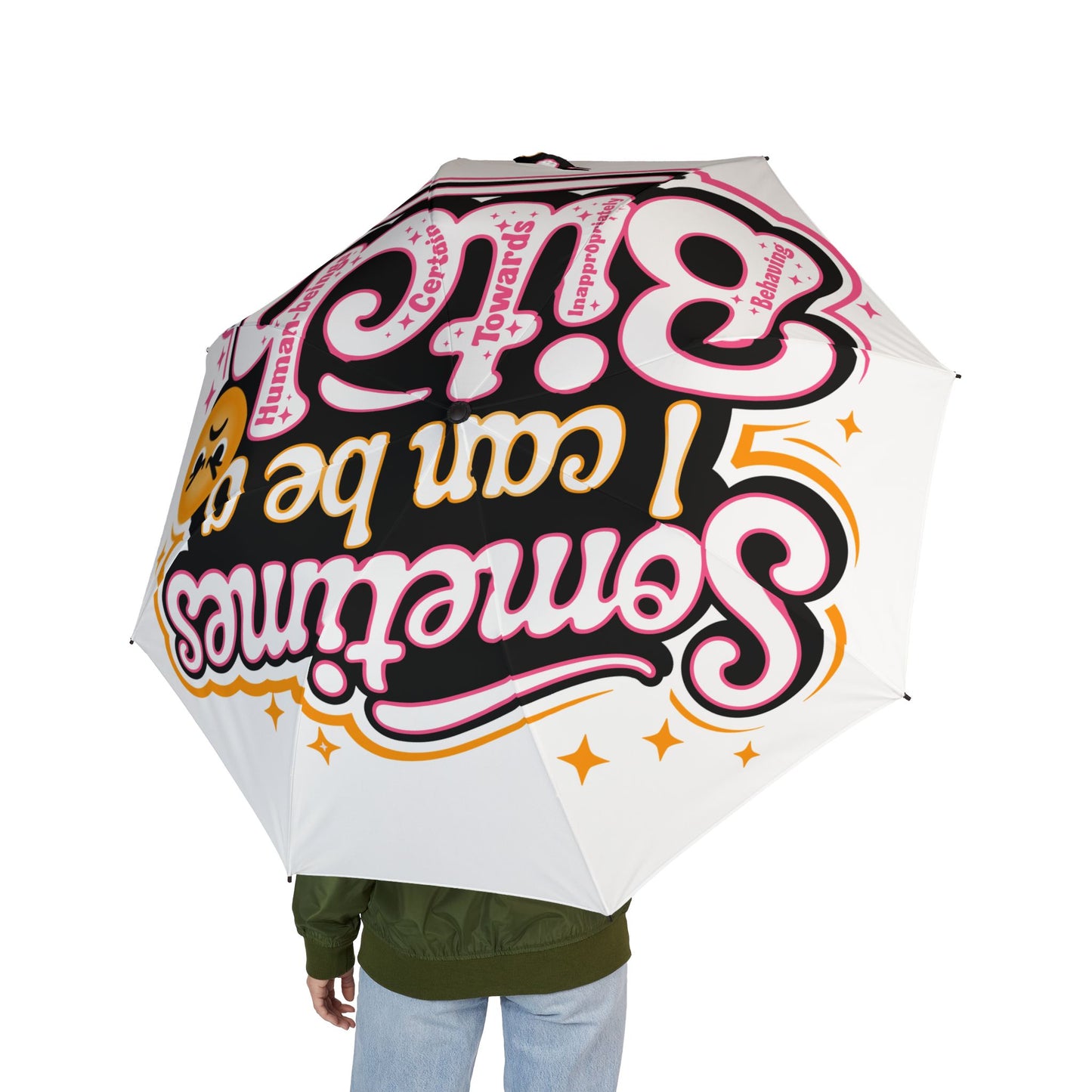 Foldable Umbrella — "Sometimes I Can Be A B.I.T.C.H." Cute Emoji Compact Rain Umbrella