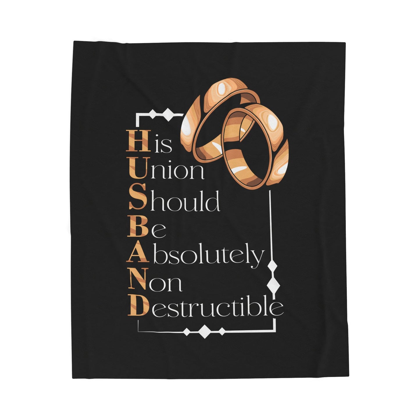 H.U.S.B.A.N.D. Velveteen Plush Blanket, Cozy Wedding Gift, Anniversary Present, Custom Marriage Keepsake, Home Decor