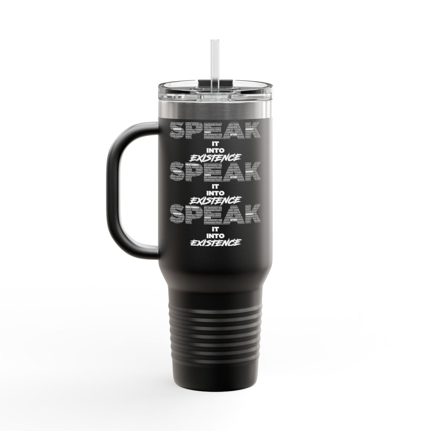 S.P.E.A.K. It Into Existence Stylish Insulated Travel Mug - 40oz, Trendy Coffee Tumbler for On-the-Go, Perfect for Road Trips