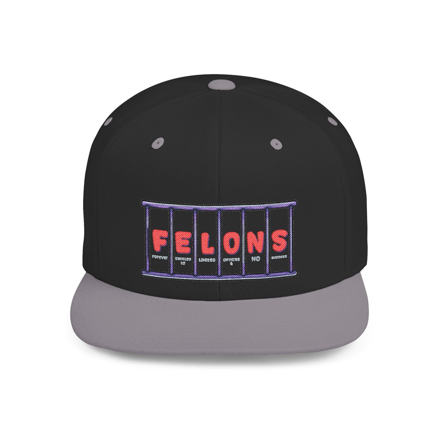 F.E.L.O.N.S. Flat Bill Snapback Hat | Stylish Streetwear, Hip Hop Fashion, Unique Gift for Friends, Casual Everyday Wear, Trendy Accessory