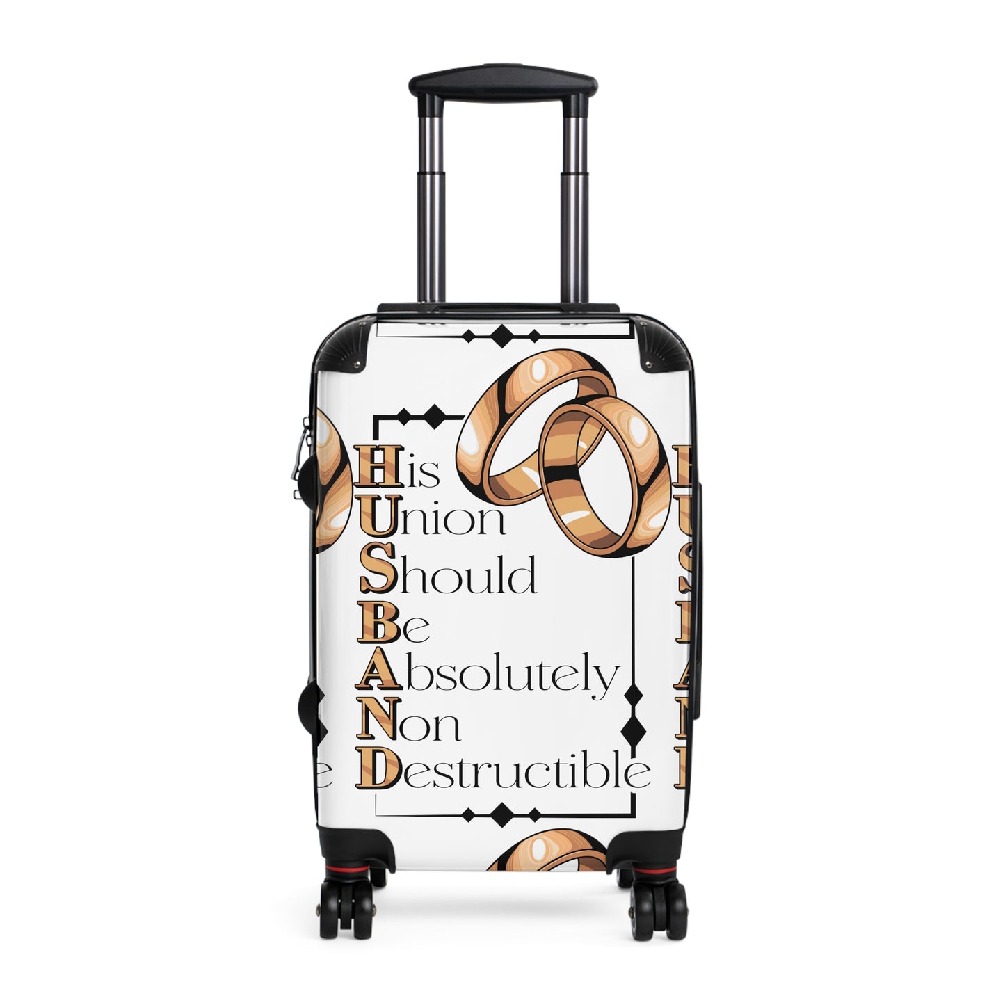 H.U.S.B.A.N.D.Personalized Travel Suitcase with Inspirational Wedding Design - Perfect for Newlyweds, Honeymoon, Anniversary Gifts, Wedding Travel