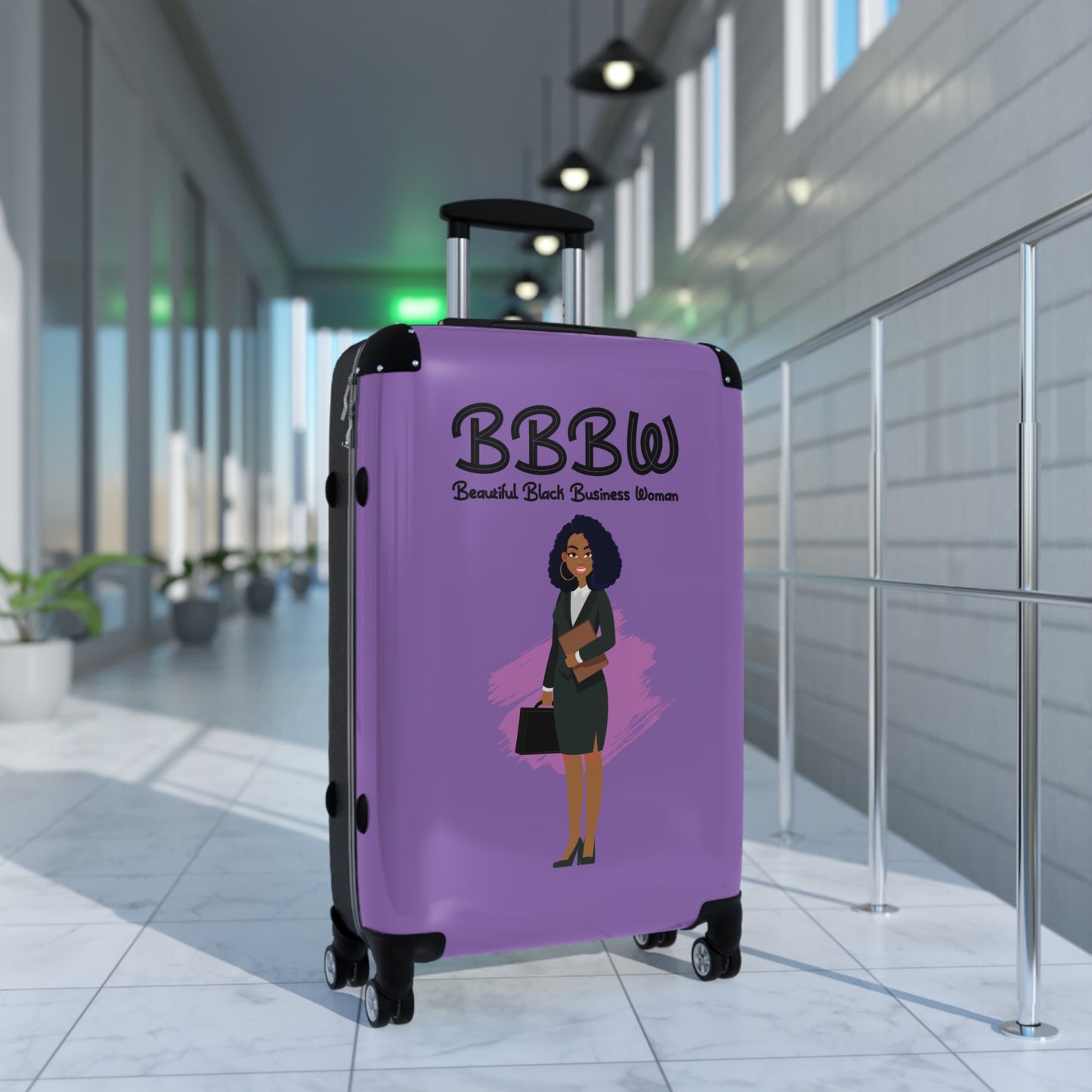 B.B.B.W. Stylish Travel Suitcase for Empowered Women, Personalized Luggage, Business Traveler Bag, Gift for Graduates, Black Woman Pride
