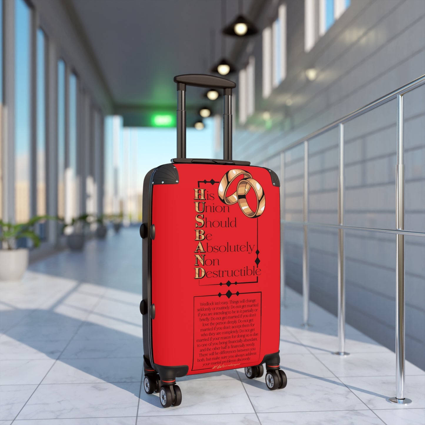 H.U.S.B.A.N.D. Durable Travel Suitcase for Couples, Wedding Gift, Unique Honeymoon Luggage, Personalized Travel Gear, Romantic Vacation Bag