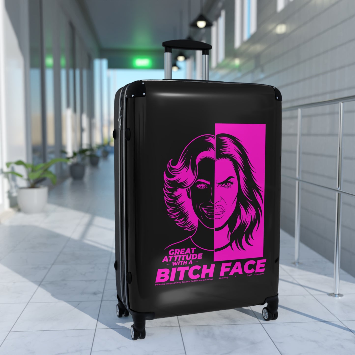 B.I.T.C.H. Face, Great Attitude Bitch Face Suitcase, Travel Bag, Fashionable Travel Gear, Unique Gift for Her