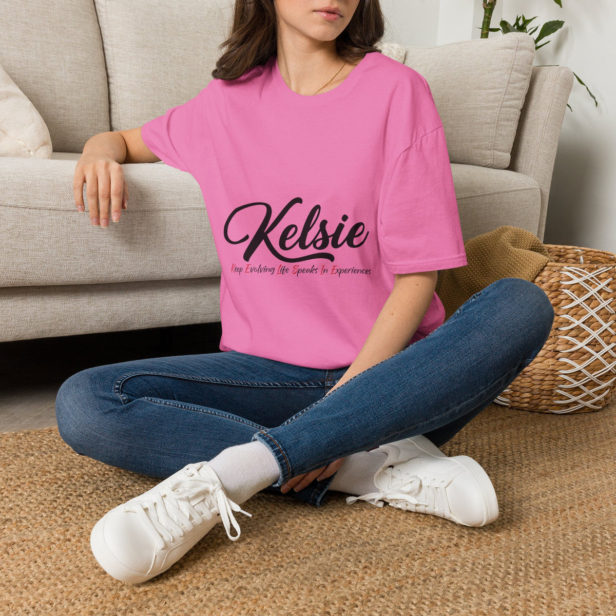 Kelsie Personalized Name T-Shirt — Script Monogram Tee