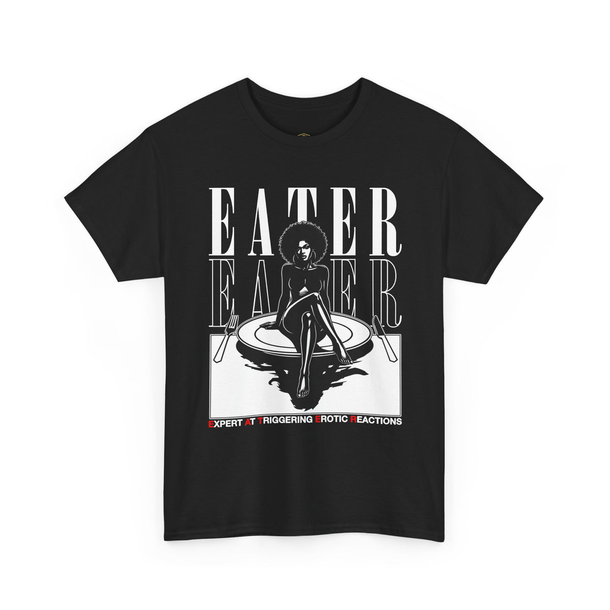 EATER Graphic Tee — Retro Femme Silhouette Plate Illustration