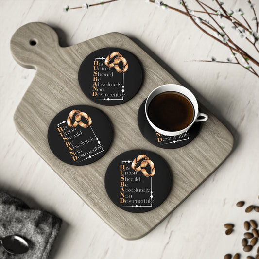 Husband Wedding Rings Coaster — 'His Union Should Be Absolutely Non Destructible' Drink Coaster