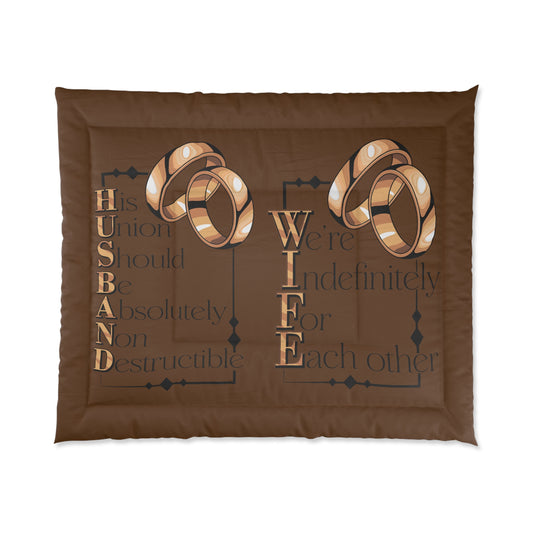 H.U.S.B.A.N.D. W.I.F.E. Comforter, Wedding Gift Bedding Set, Anniversary Home Decor, Couple's Blanket, Personalized Love Comforter