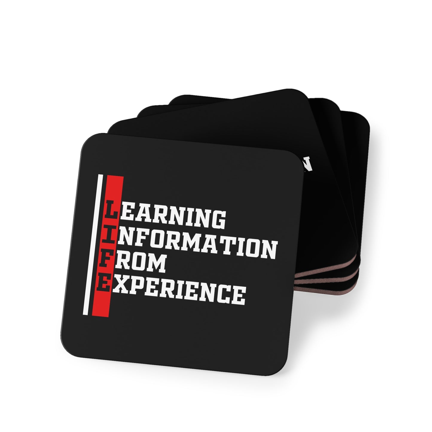 Coaster — LIFE: Learning Information From Experience Black Cork Drink Coaster