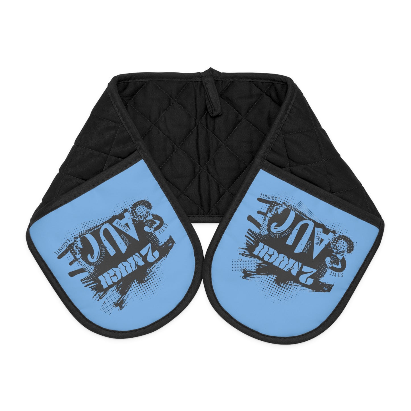 2 Much Sauce  Oven Mitts — Reversible Double-Handle Heat-Resistant Pot Holder with 'Sauce' Graphic
