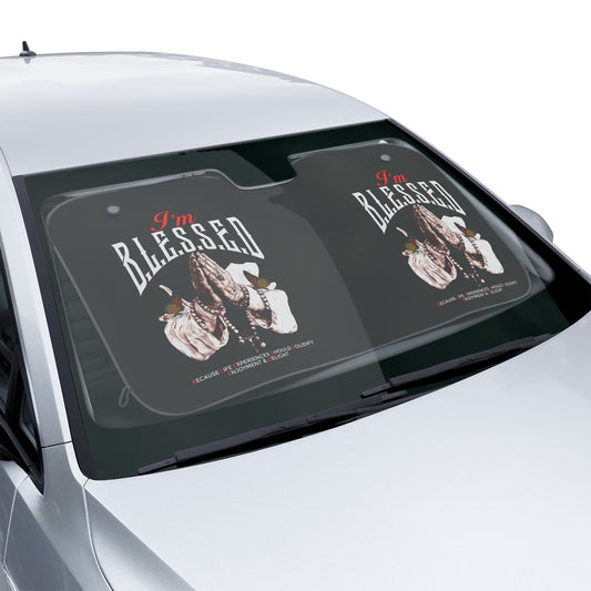Car Sun Shade – "I'm Blessed" Praying Hands Reflective Windshield Cover