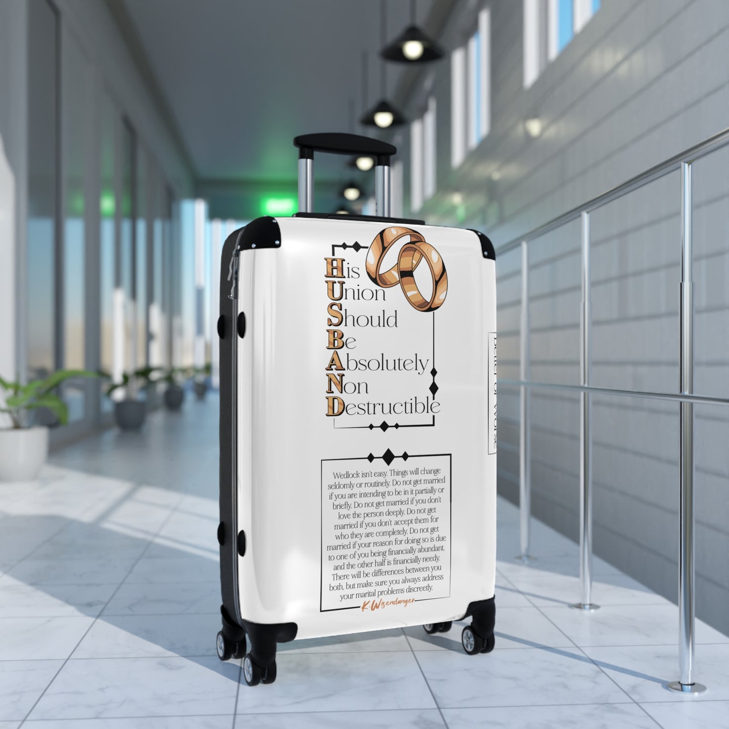 HUSBAND Suitcase with Inspirational Quote, Travel Gear, Honeymoon Essentials, Gift for Couples, Personal Luggage