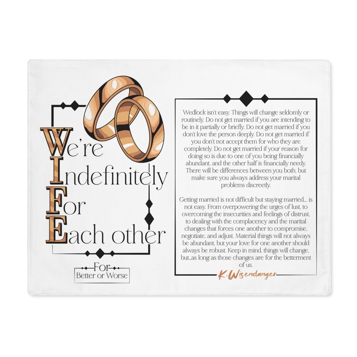 Placemat — "We're Indefinitely For Each Other" Wedding Vows Keepsake