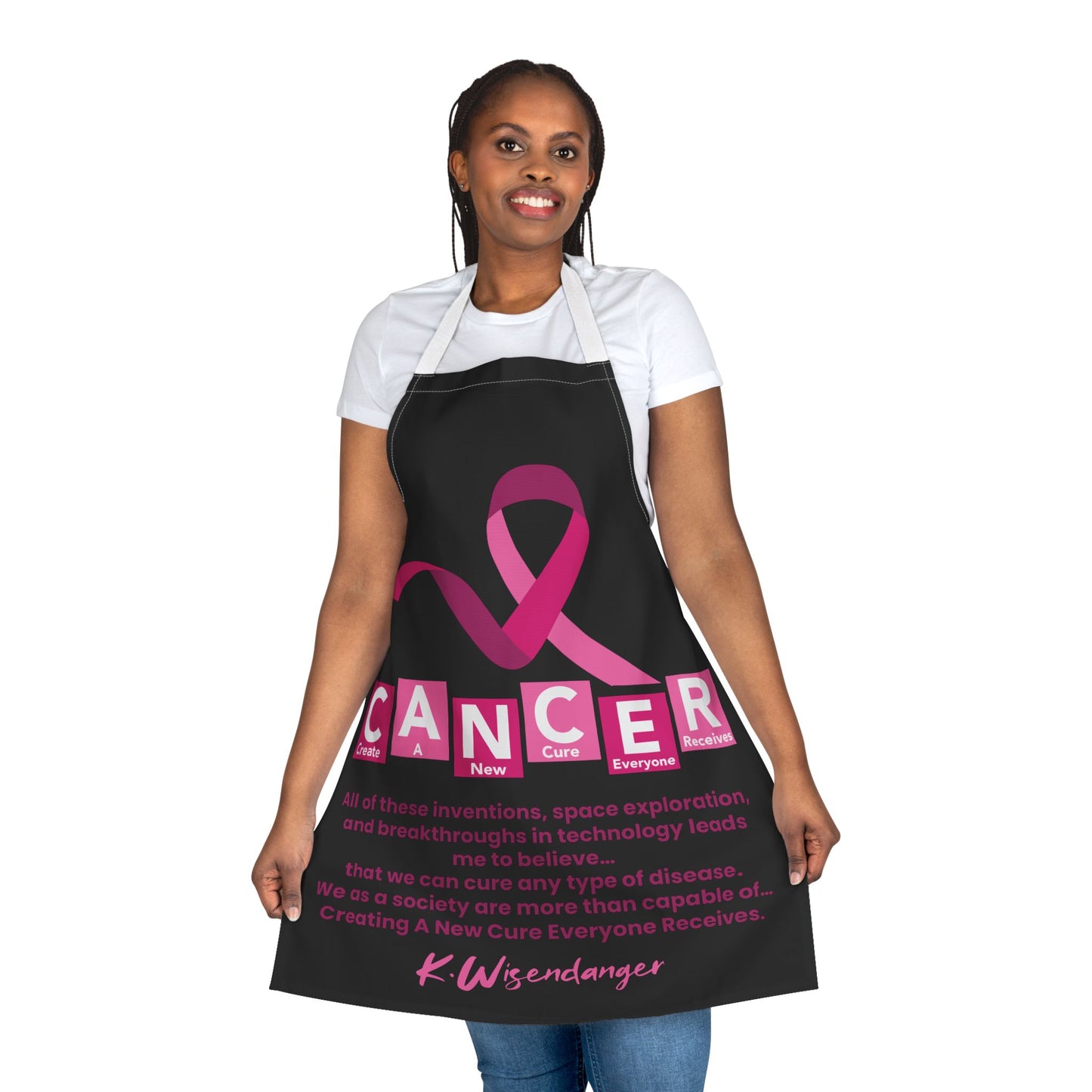 Breast Cancer Awareness Apron — 'CANCER' Ribbon Quote Chef Apron