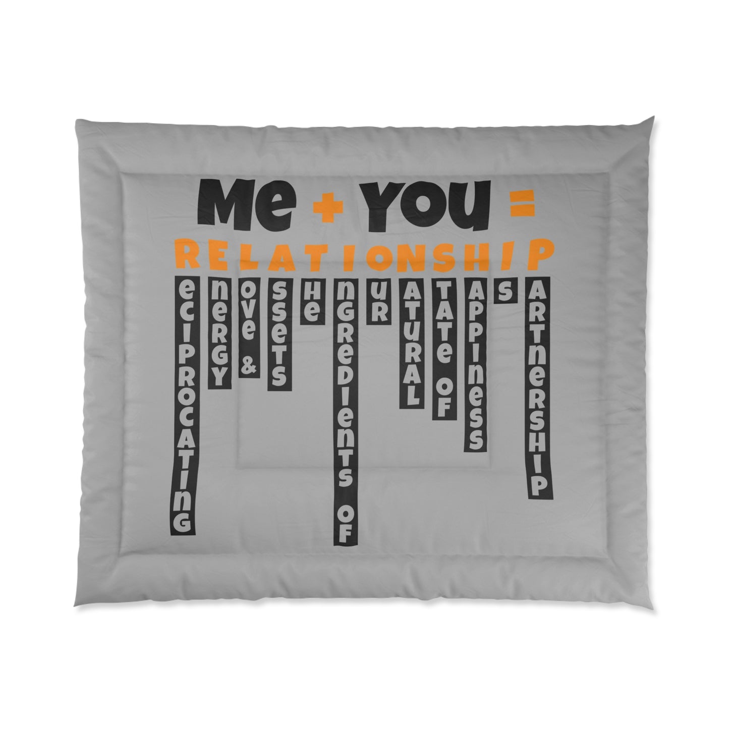 Relationship Comforter, Cozy Bedspread, Bedroom Decor, Gift for Couples, Love Theme Bedding, Relationship Goals Home Accents