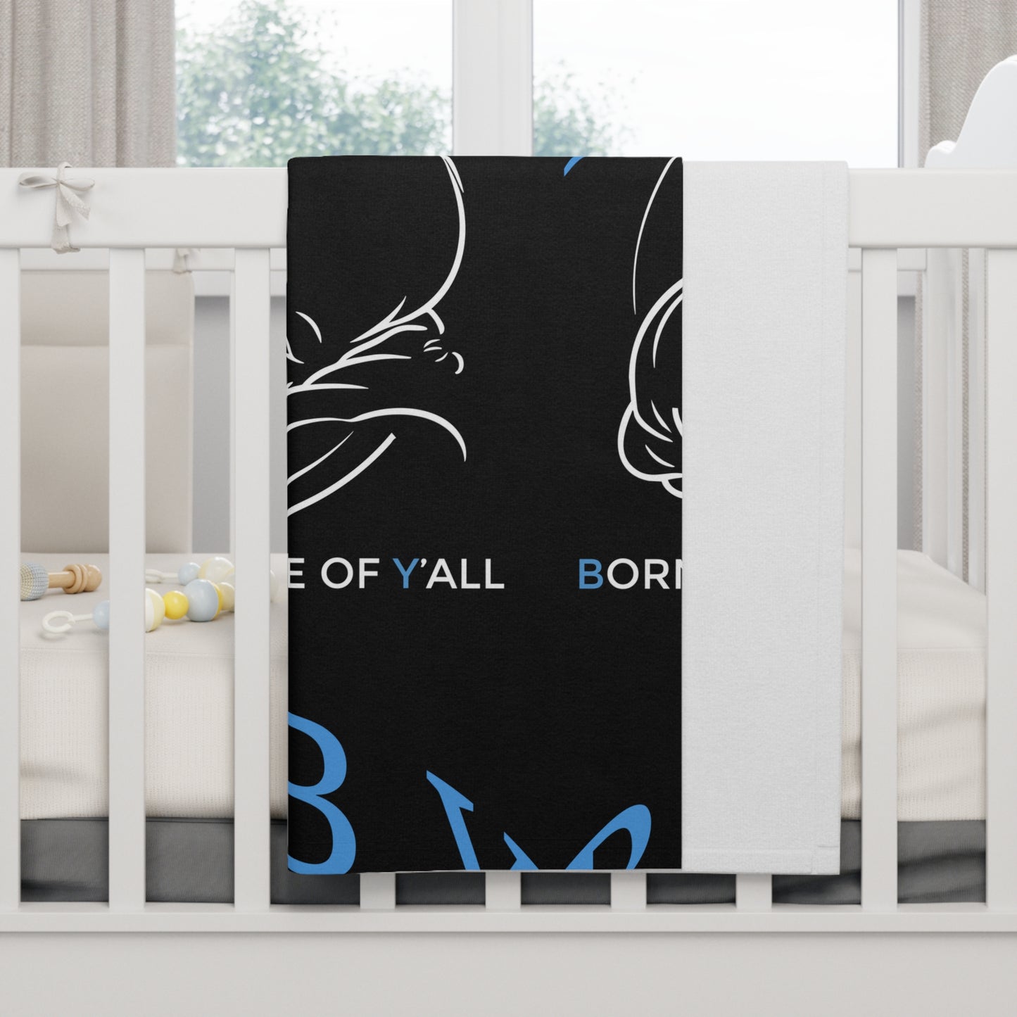 B.A.B.Y. (Born All Because of Ya'll) Soft Fleece Baby Blanket - Cozy and Cute Baby Shower Gift, Nursery Decor, Infant Blanket, New Parent Essentials, Baby Milestone Keepsake