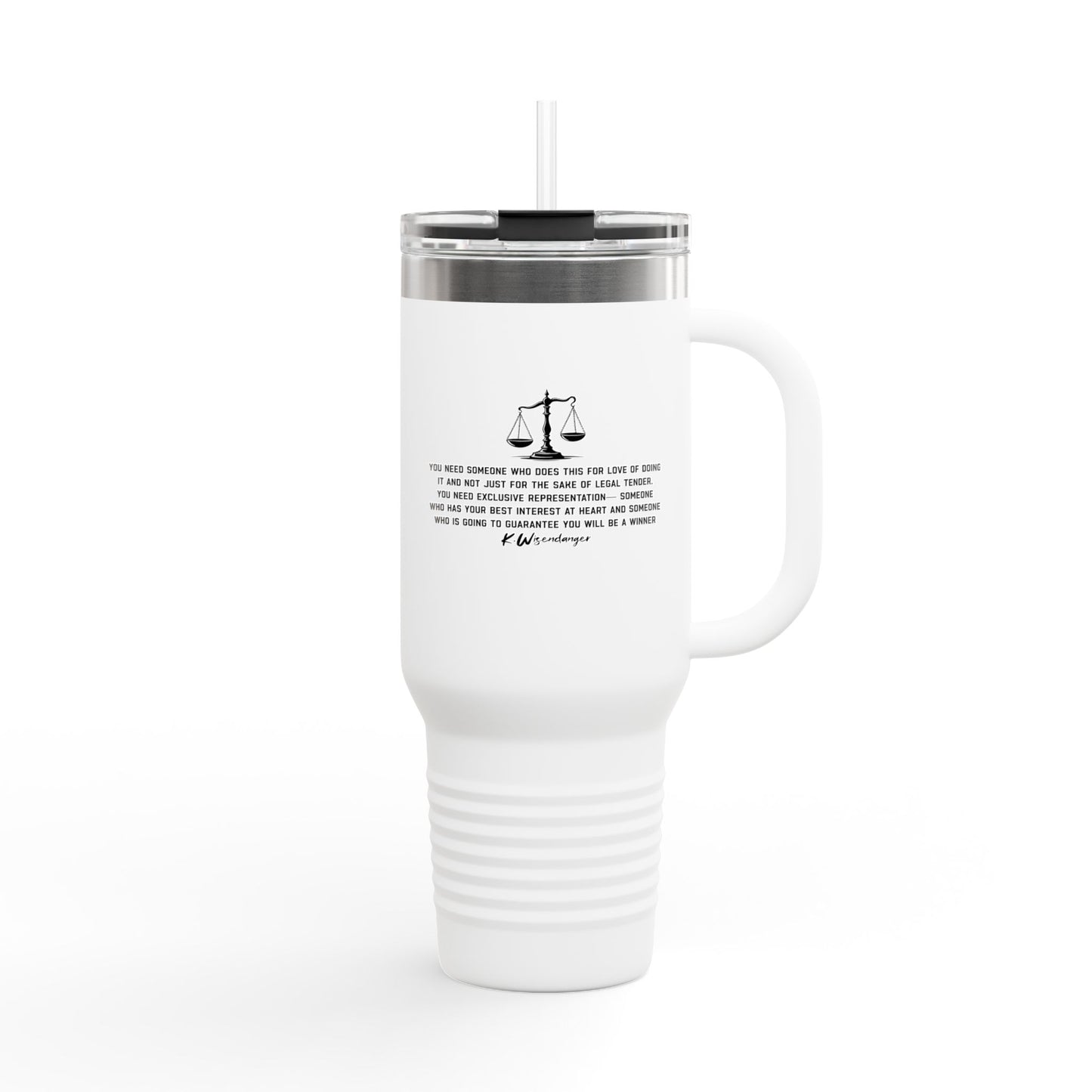 L.A.W.Y.E.R. (Legal Advocate Who's Your Exclusive Representative) Inspirational Insulated Travel Mug, 40oz, Lawyer Gift
