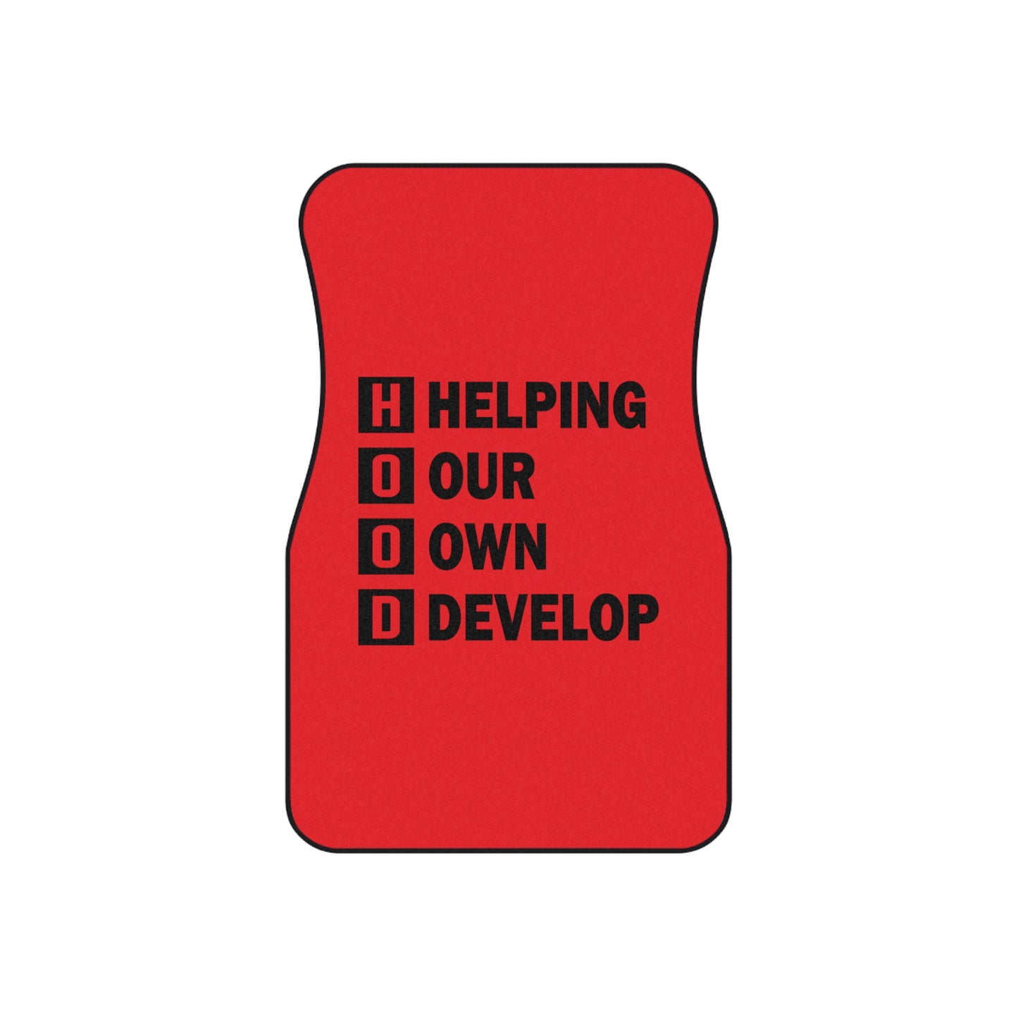 Car Mats — Red "H.O.O.D. Helping Our Own Develop" Floor Mat Set (4-Piece)