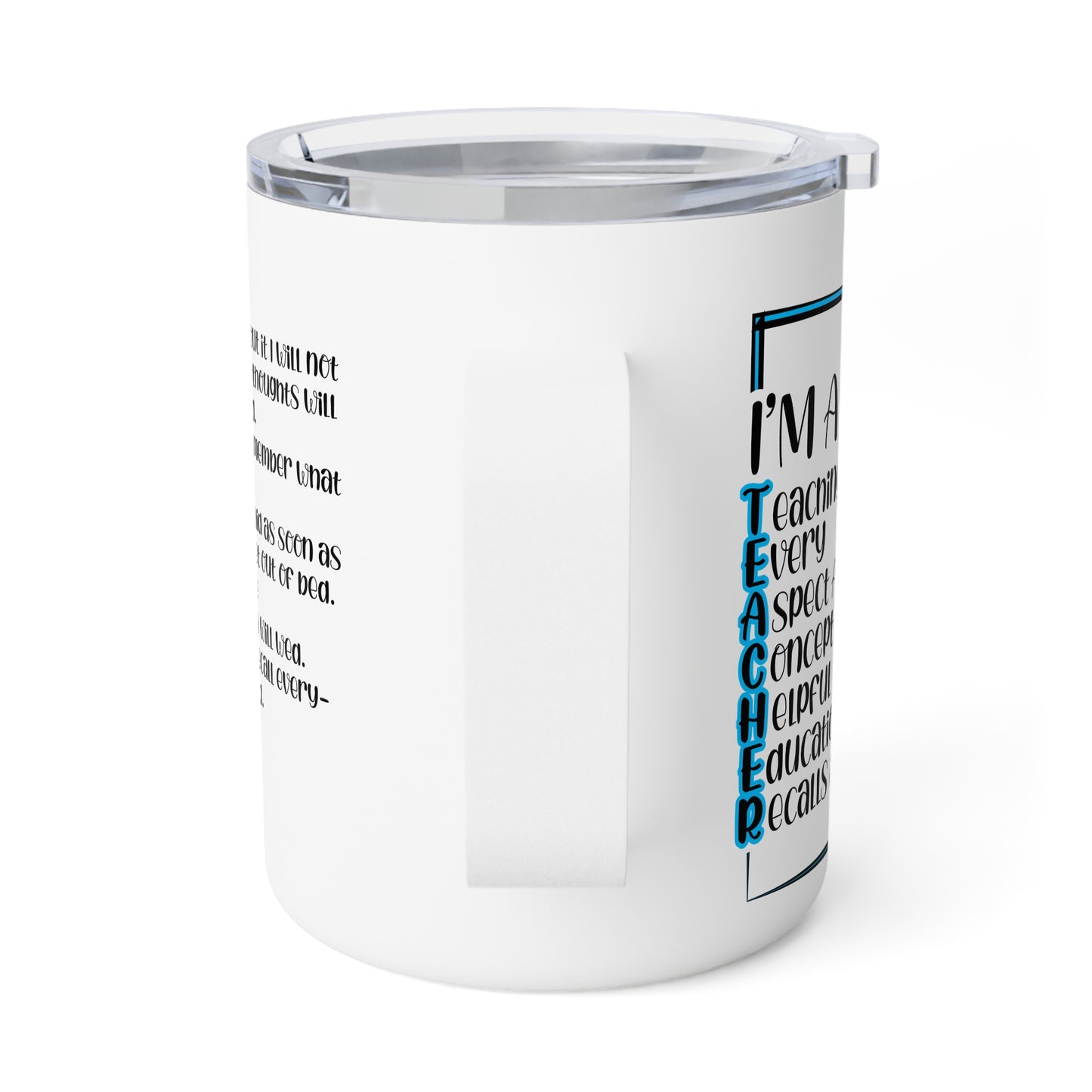 T.E.A.C.H.E.R. Insulated Teacher Coffee Mug, Fun Gift for Educators, Teacher Appreciation, Customizable, Cute Classroom Mug