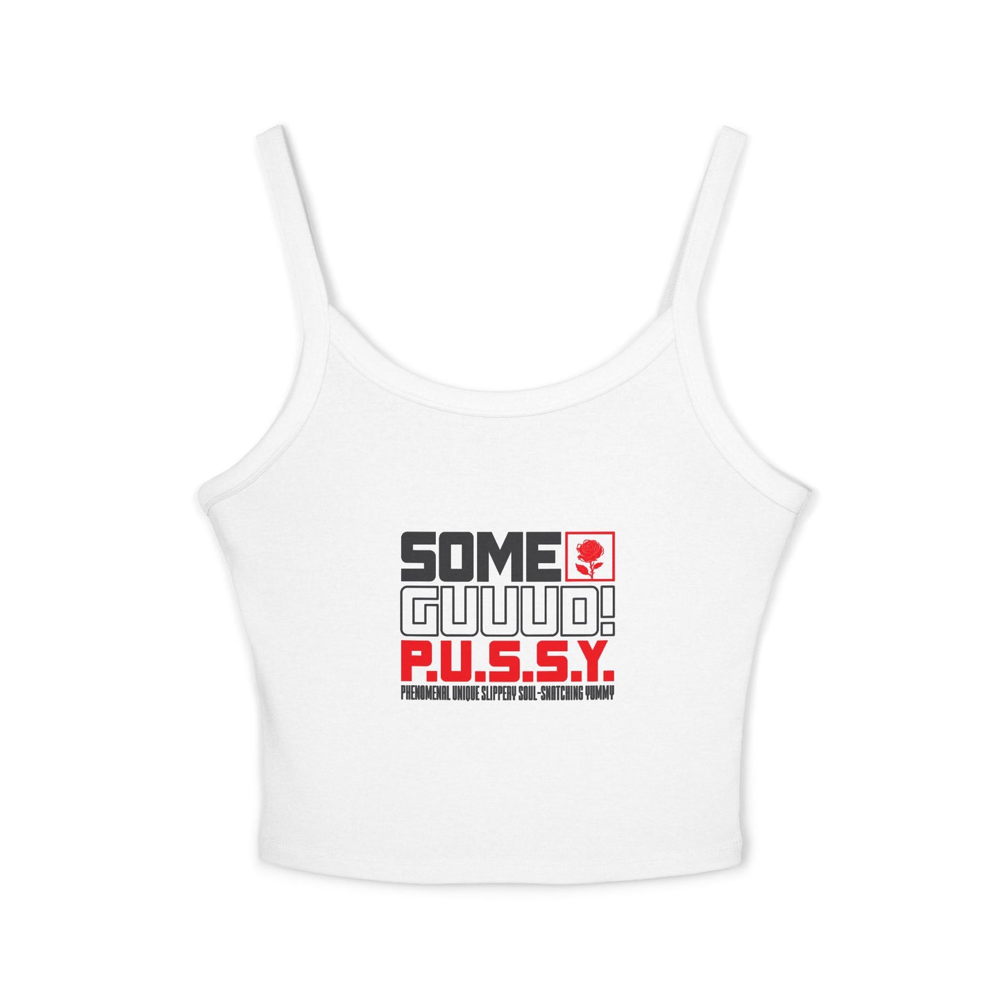 GUUD P.U.S.S.Y. Fun Graphic Tank Top for Women - Summer Style, Casual Wear, Trendy Spaghetti Strap