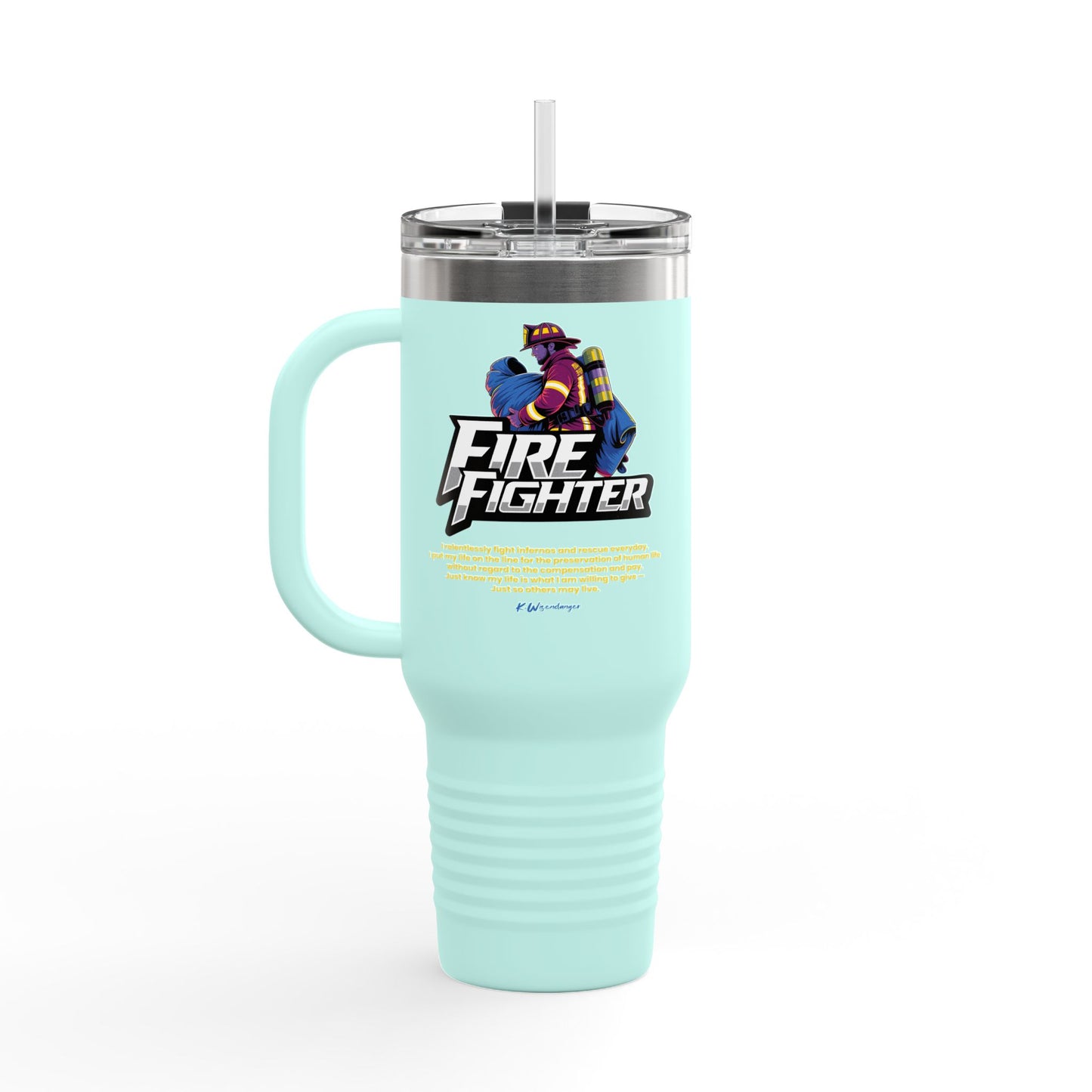 Firefighter Insulated Travel Mug - 40oz, Hot Beverage Cup, Personalized Gift for Firefighters, Camping Mug, Unique Firefighter Gift