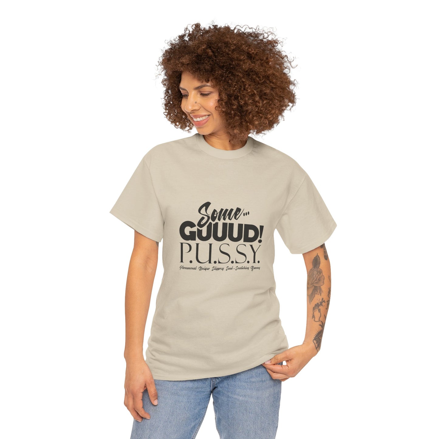 GUUD P.U.S.S.Y. Bold Statement Tee, Unisex Cotton Shirt, Graphic Tee for Self-Expression,