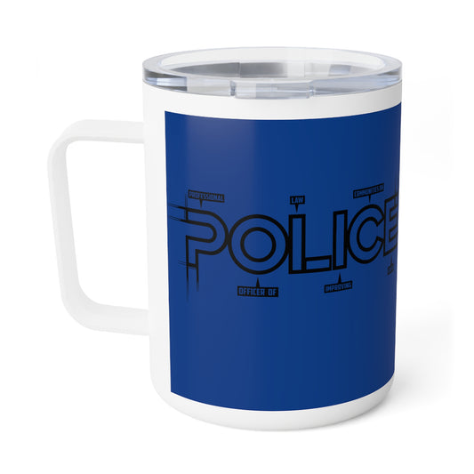P.O.L.I.C.E. (Professional Officer of Law Improving Communities on Earth) Stylish Insulated Coffee Mug, 10oz - Perfect Gift for Coffee Lovers, Law Enforcement