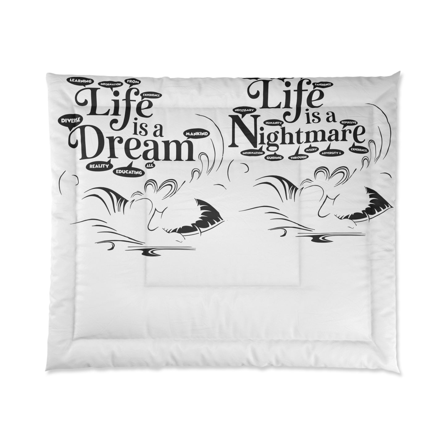 Dream & Nightmare Comforter - Cozy Bedding for Bedroom, Home Decor, Gift for Homeowners, Minimalist Style, Bedroom Essentials