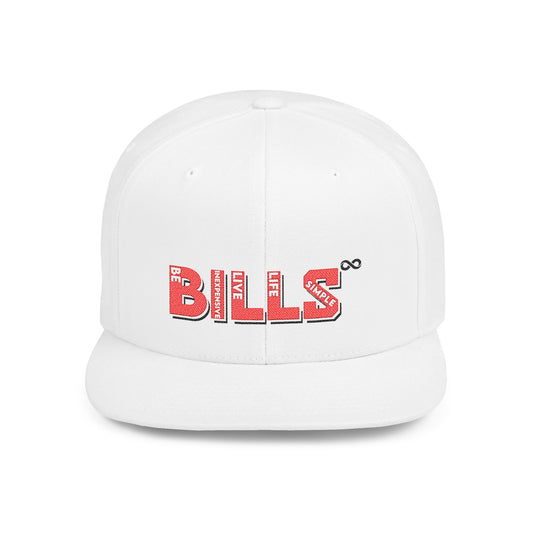 B.I.L.L.S. Snapback Cap, Trendy Flat Bill Hat for Sports Fans, Customizable Snapback, Gift for Him, Perfect for Game Day