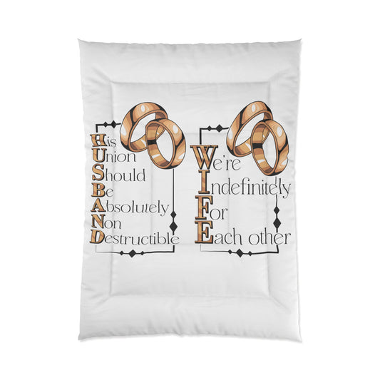 H.U.S.B.A.N.D. W.I.F.E. Elegant Couples Comforter - Perfect Wedding Gift, Cozy Bedroom Décor, Anniversary Celebration, Home & Living