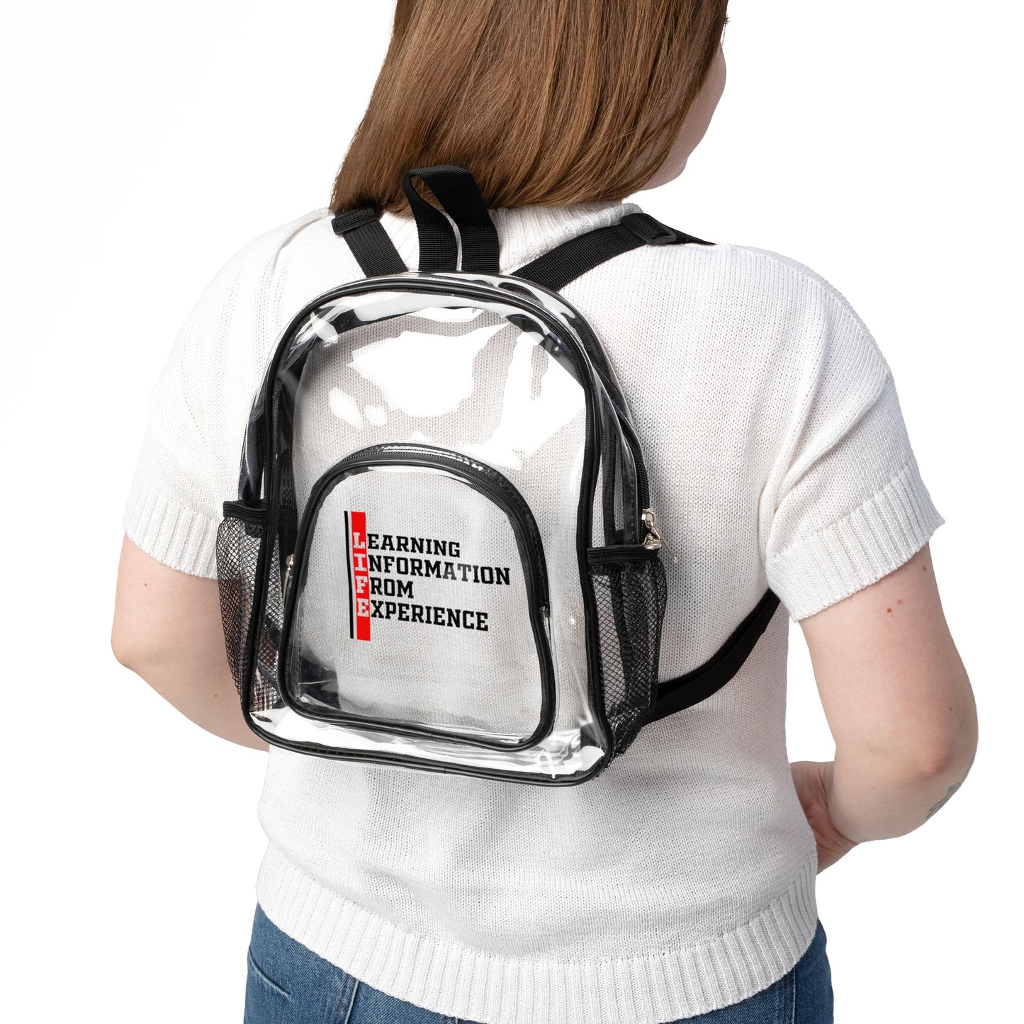 L.I.F.E. Clear Stadium Backpack, Transparent Bag for Concerts, Sports, Festivals, Travel, School, Easy Access Security