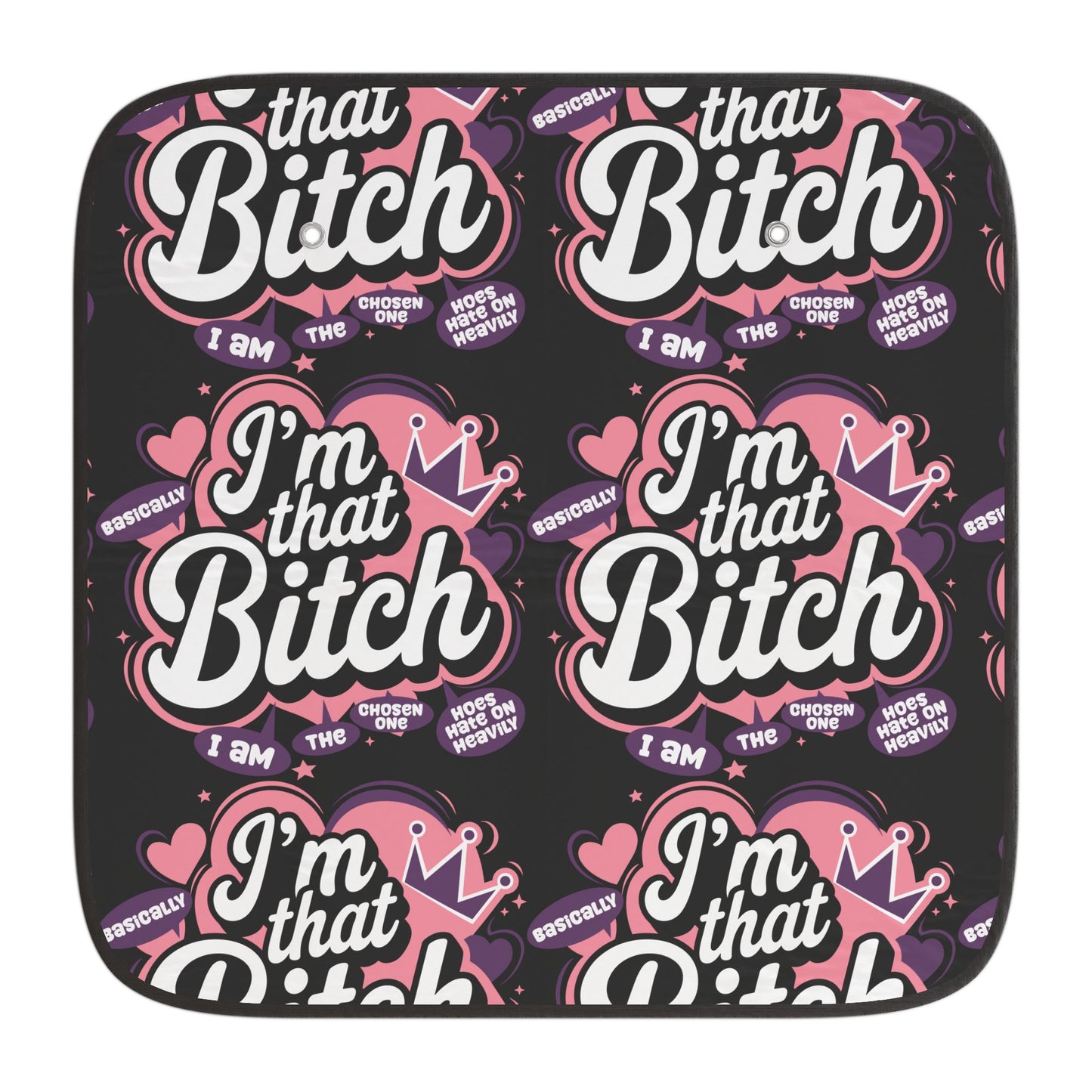 I'm That Bitch Car Sun Shade – Bold Pink Crown Auto Sunshade