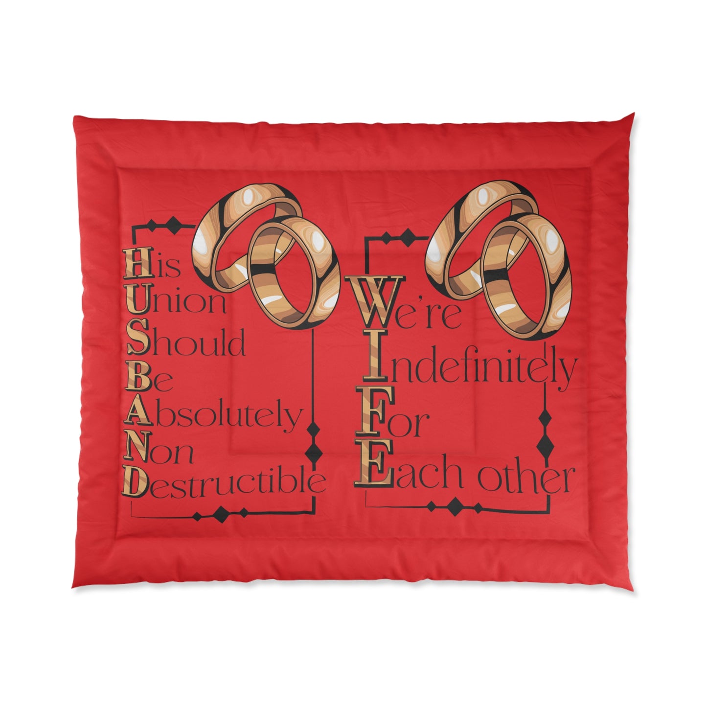 H.U.S.B.A.N.D. W.I.F.E. Couples Comforter, Indefinitely Together Bedding, Wedding Gift, Home Decor, Cozy Sleep, Anniversary Celebration