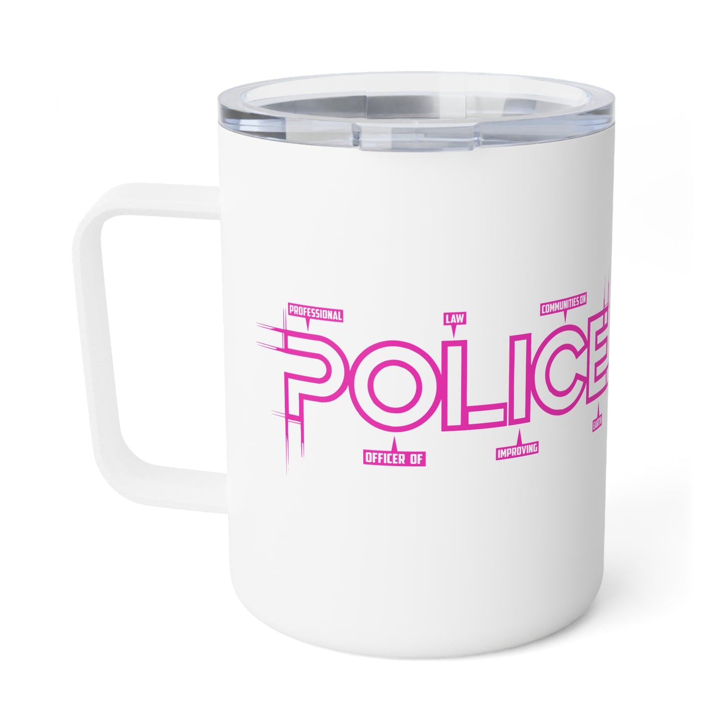 P.O.L.I.C.E. (Professional Officer of Law Improving Communities on Earth) Vibrant Insulated Coffee Mug | Unique Gift for Law Enforcement
