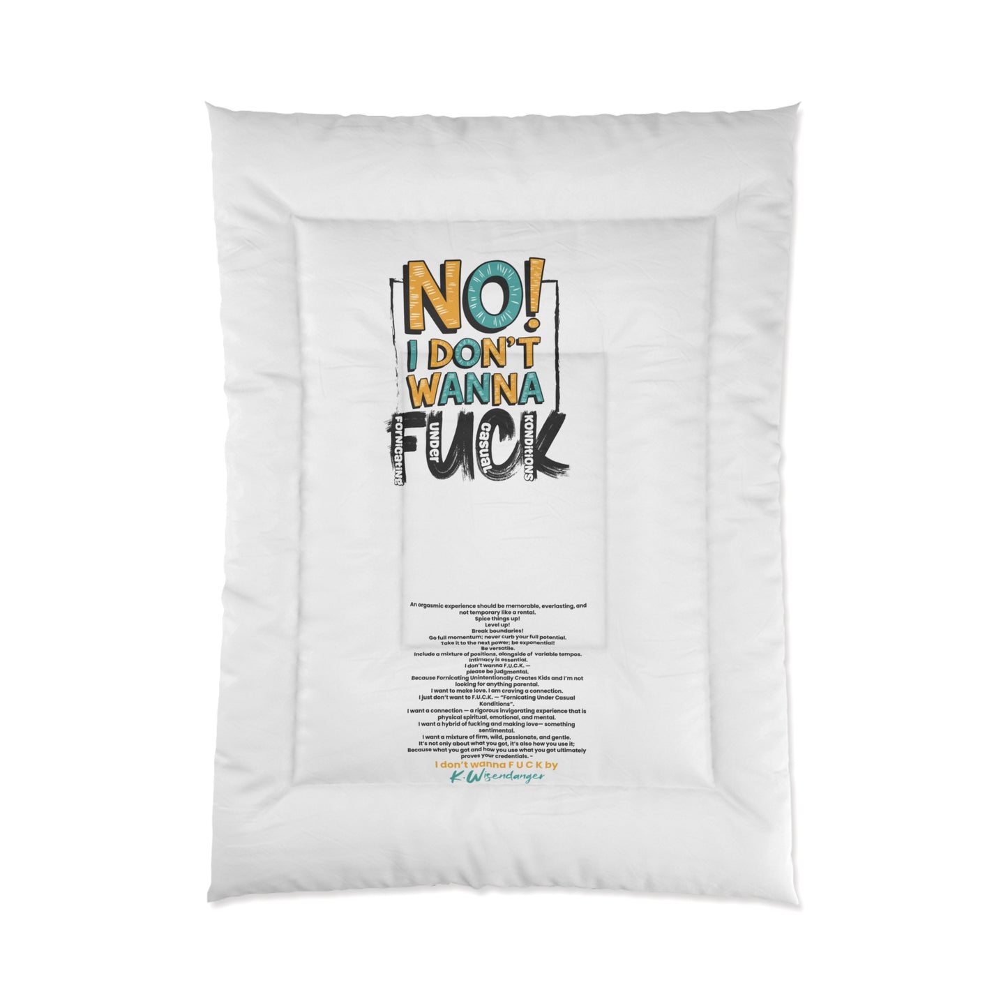 NO! I Dont Wanna F.U.C.K. Funny Quote Comforter, , Quirky Couch Throw, Relaxing Sleep Blanket