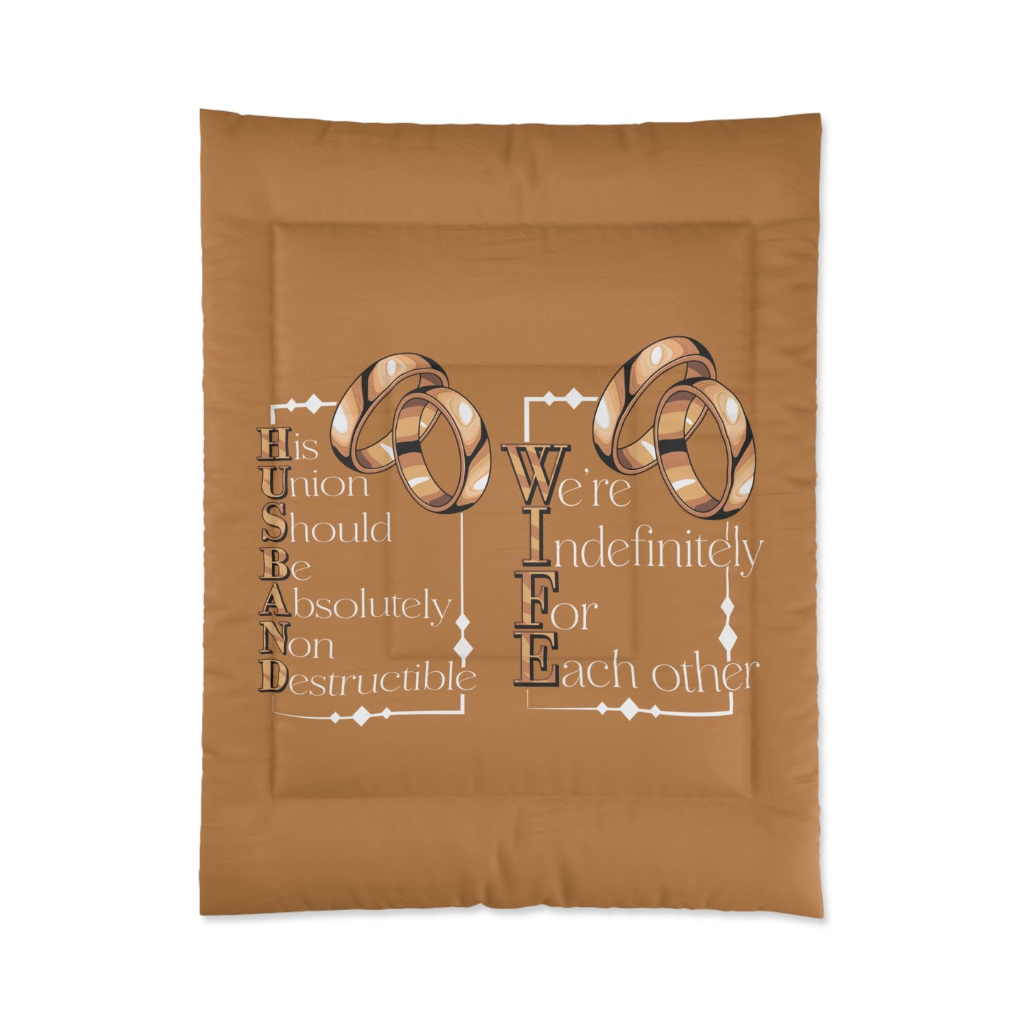 H.U.S.B.A.N.D. W.I.F.E. Wedding Comforter | Indestructible Love Bedding, Marriage Gift, Anniversary Decor, Relationship Comforter, Couples Bedroom