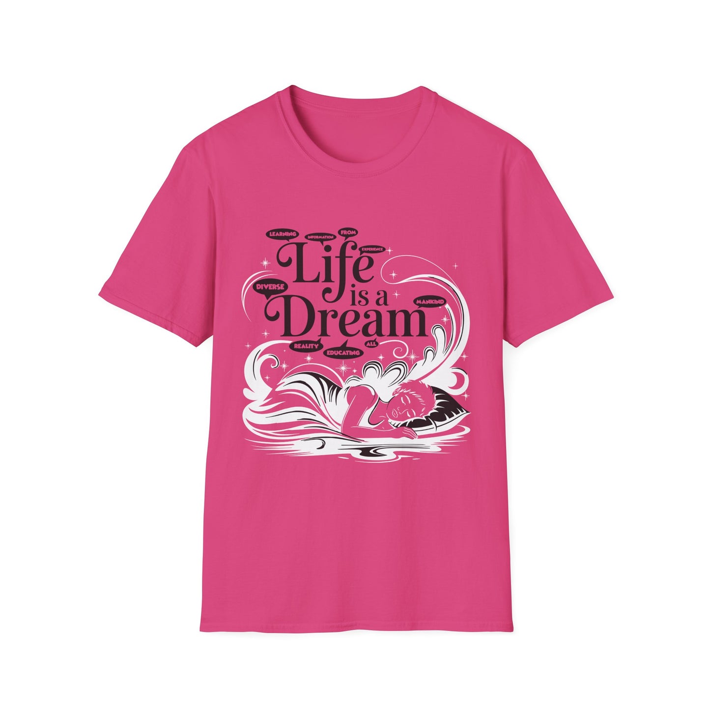 L.I.F.E is a D.R.E.A.M N.I.G.H.T.M.A.R.E. Unisex Softstyle T-Shirt - Whimsical Graphic Tee for Dreamers