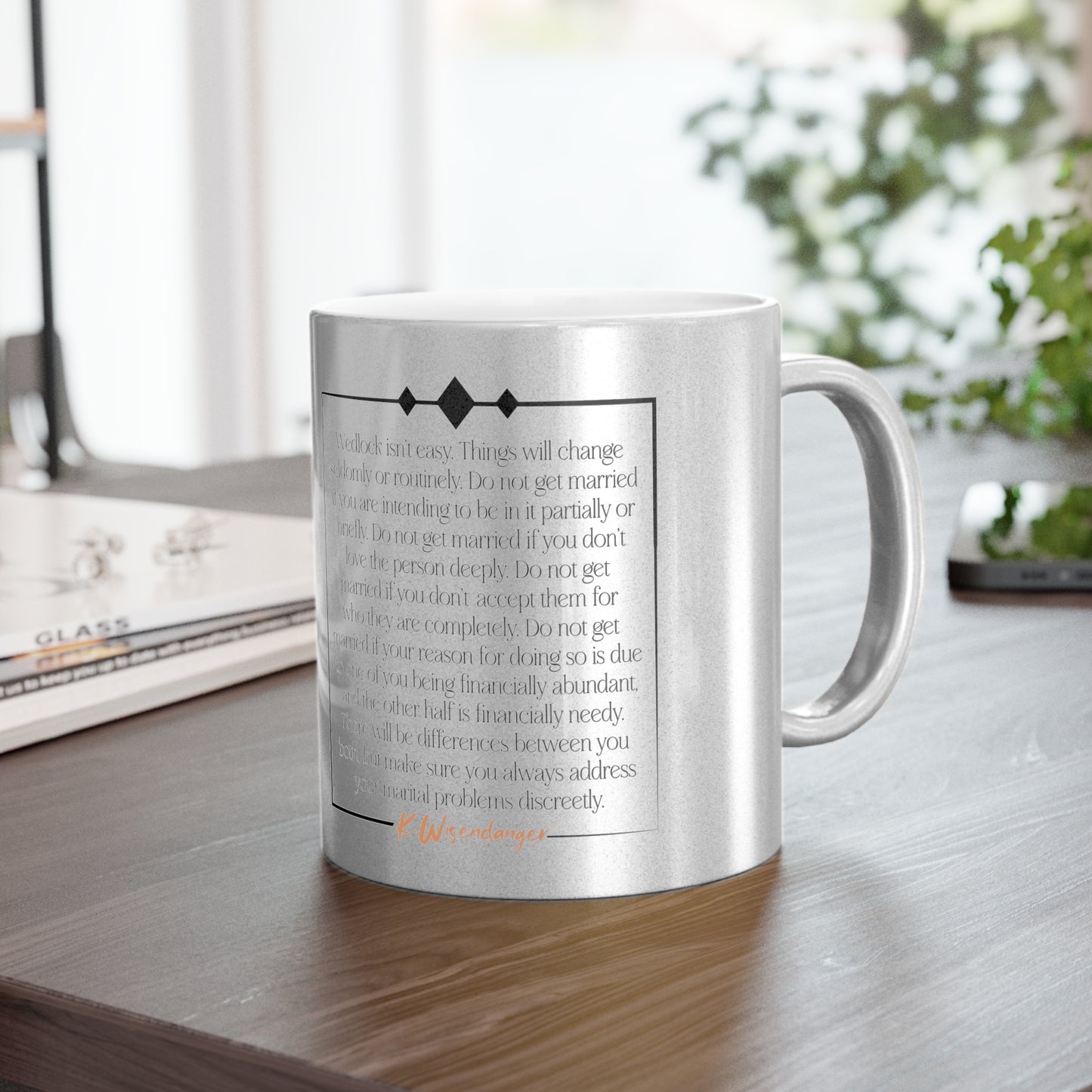 H.U.S.B.A.N.D. (His Union Should Be Absolutely Non Destructible) Wedding Unity Metallic Mug | Silver - Anniversary Gift, Marriage Keepsake, Couples Mug