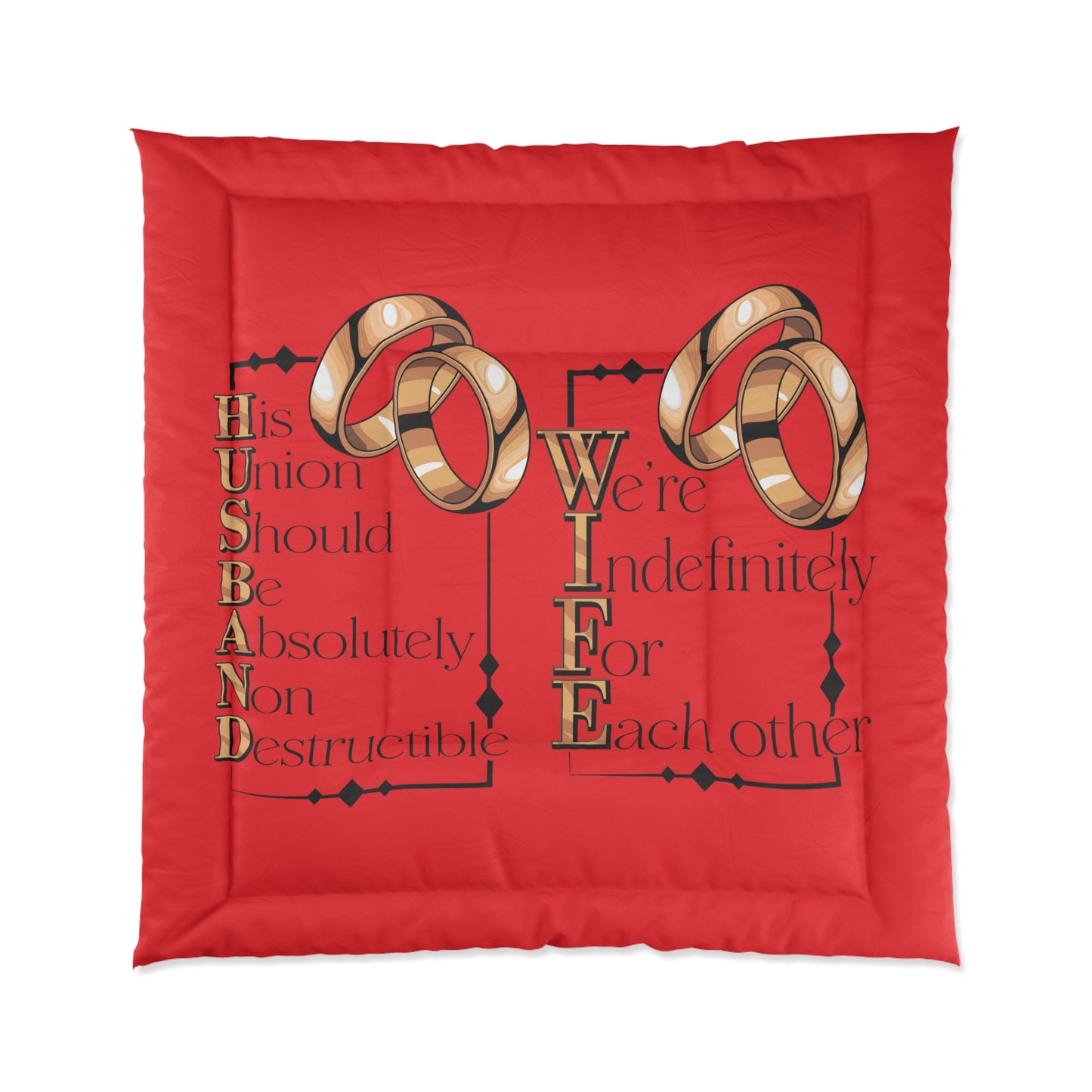 H.U.S.B.A.N.D. W.I.F.E. Couples Comforter, Indefinitely Together Bedding, Wedding Gift, Home Decor, Cozy Sleep, Anniversary Celebration