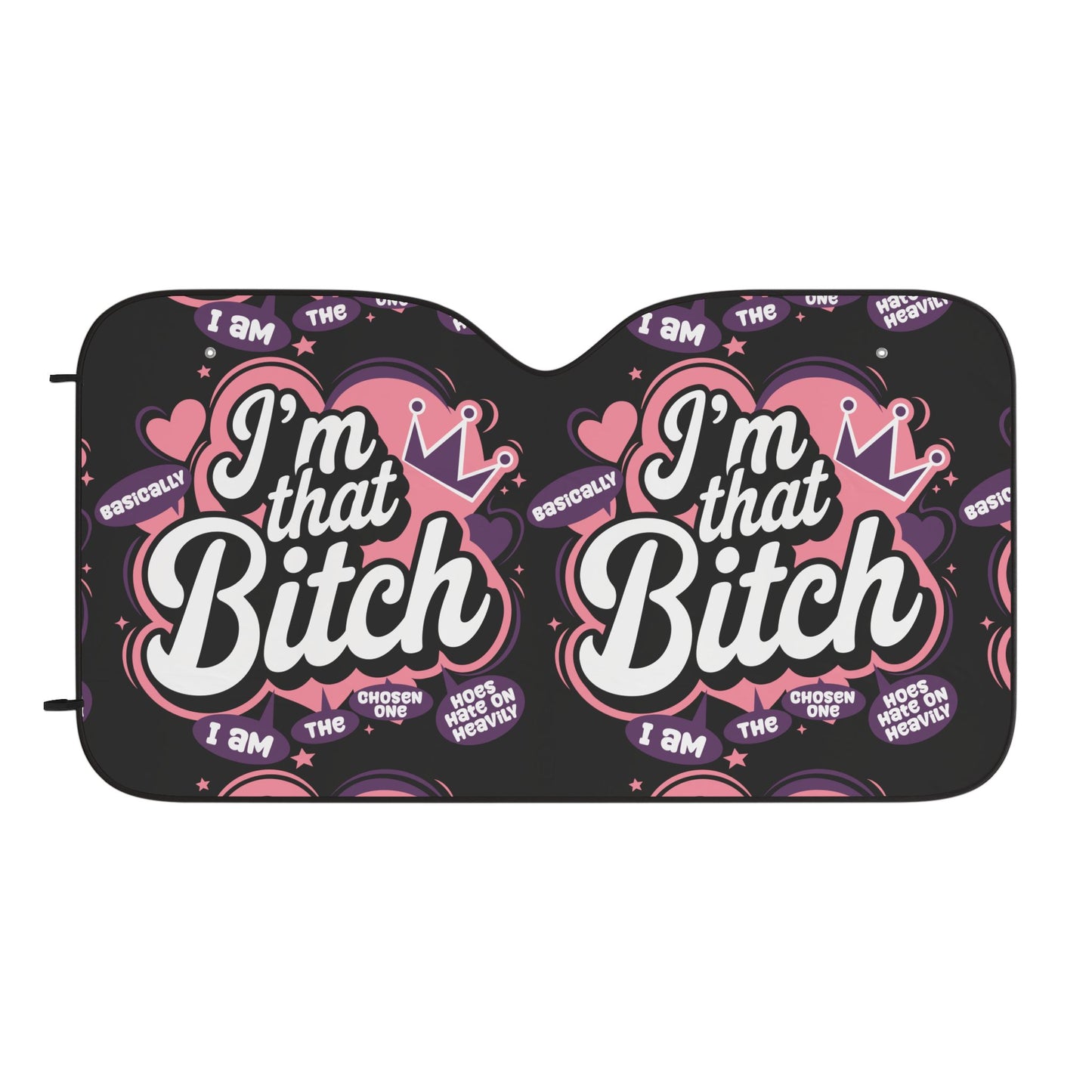 I'm That Bitch Car Sun Shade – Bold Pink Crown Auto Sunshade