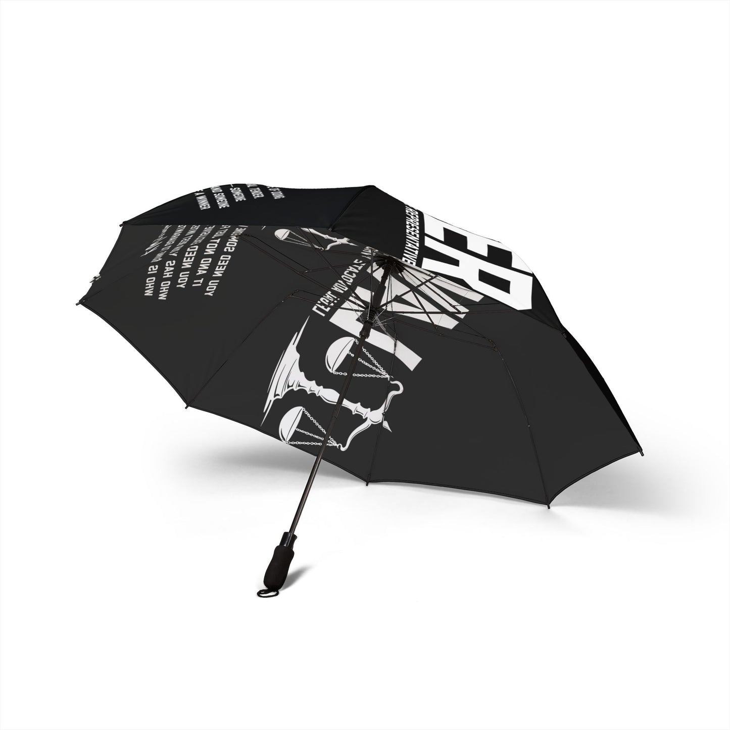 L.A.W.Y.E.R. Scales Foldable Umbrella — Compact Semi-Automatic Rain Parasol with Legal Gavel & Slogan