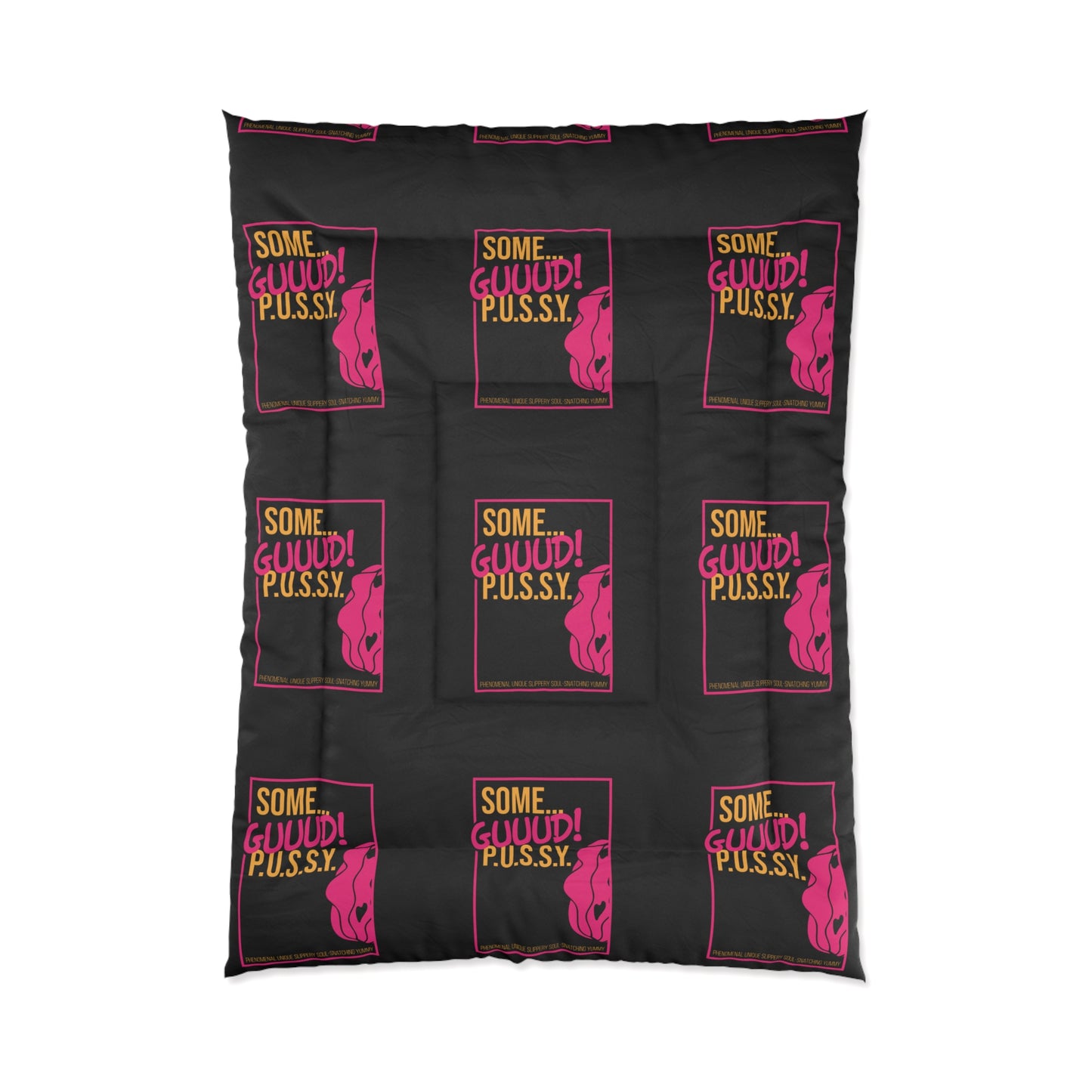 GUUUD PUSSY Graphic Comforter, Cozy Bedspread for Dorm Room, Modern Bedroom Decor, Gift for Her, Fun Home Accents