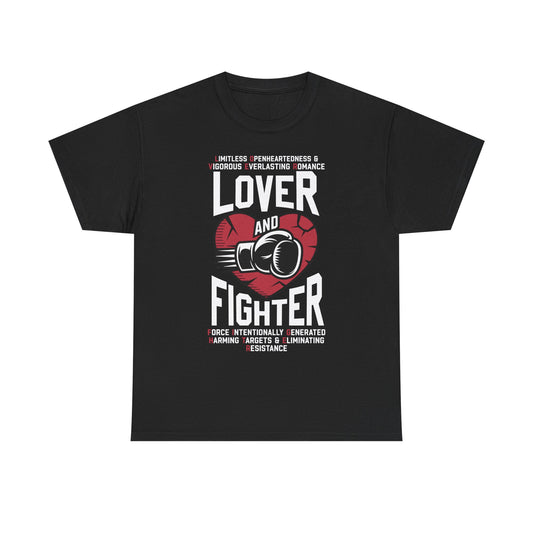 Lover & Fighter Unisex Tee, Inspirational Cotton Shirt, Motivational Graphic Tee, Unique Gift for Fighters, Activewear for Him/Her